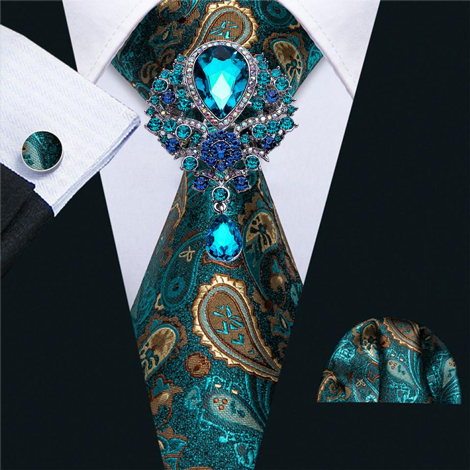 

Мужские галстуки с узором пейсли и брошь, носовой платок, запонка, жаккардовый шелковый галстук, тканый свадебный комплект