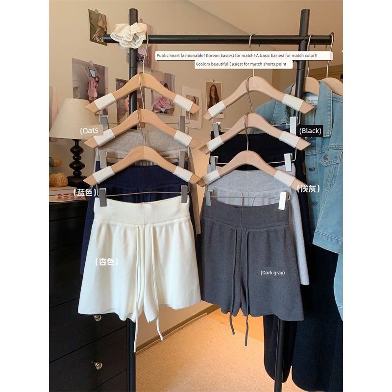Kumikumi Design Sense Solid Drawstring High Waist Casual Pants Women Summer Versatile Slimming Wide Leg Pants Shorts Hot Pants