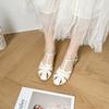 Flat-soled sandals women's summer new bag head hollow sandals T-button woven shoes