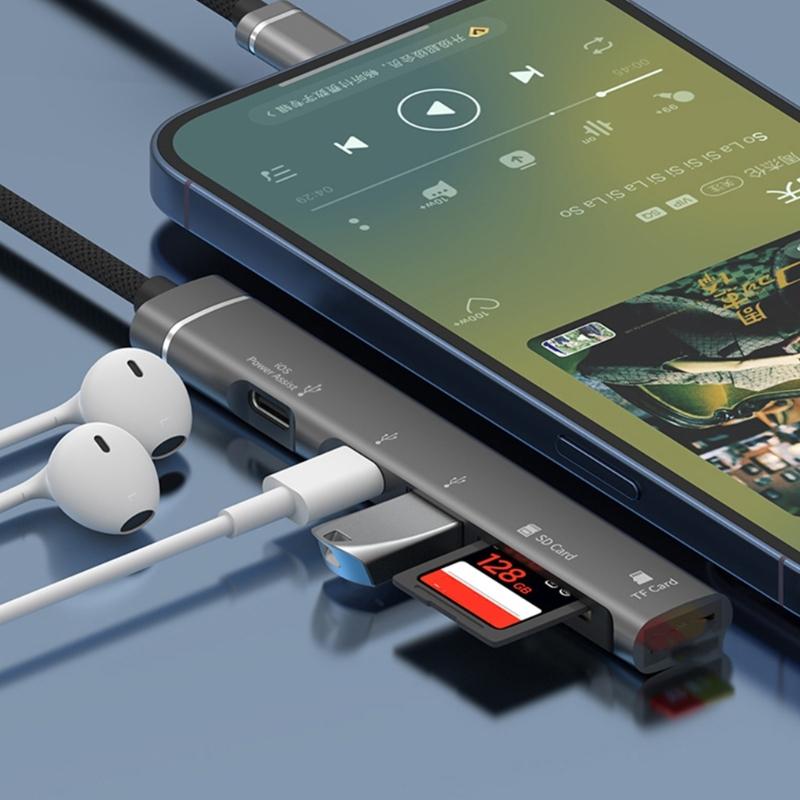 Portable USB C And USB A To TFSD Card Adapters Multiport Hubs Fast Data Transfer OTG For Laptop Tablets