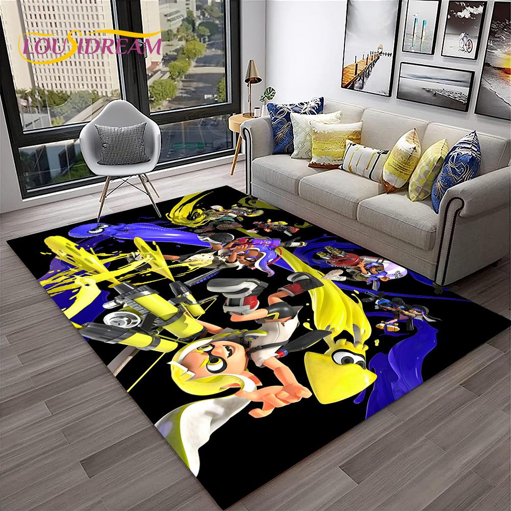 Cartoon PC Gamer 3D Games Splatoon Carpet Rug for Home Living Room Bedroom Sofa Doormat Decor,kids Area Rug Non-slip Floor Mat