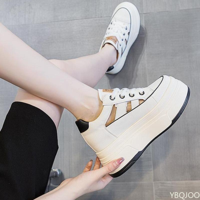 Fashion Summer new hollowed out interior height increasing casual sandals for women with sloping heels simple comfortable women's shoes