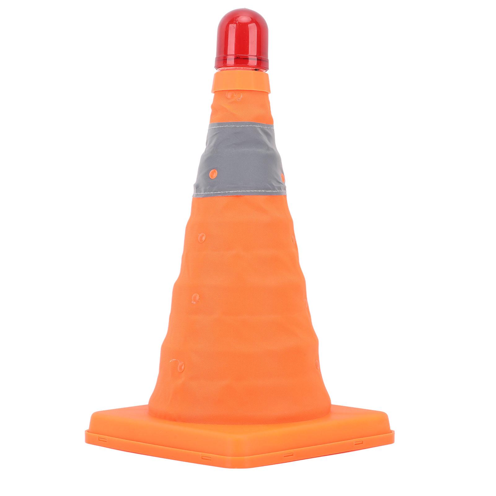 Traffic Safety Cone 30x19x19cm Collapsible Portable Reflective Parking Cone with LED Warning Light PE+PP