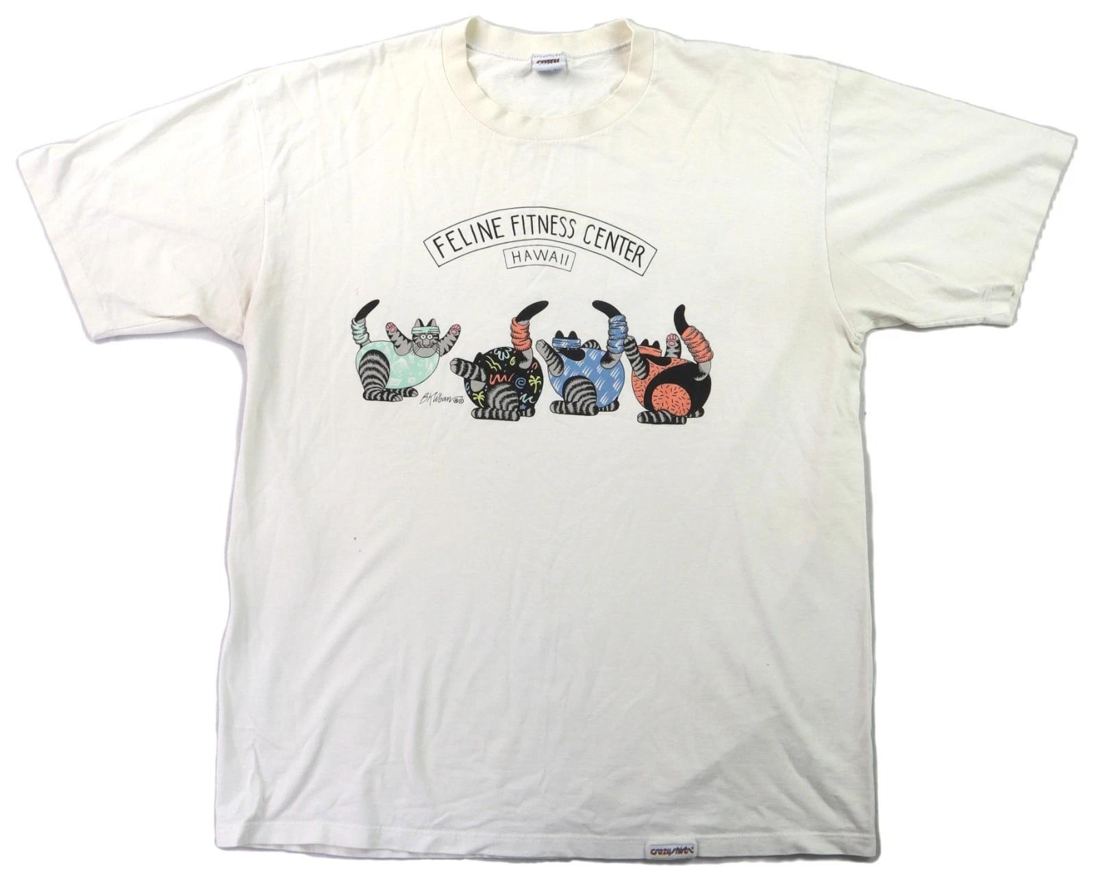 Vintage US XL White B Kliban Cat Feline Fitness Hawaii Project Hail Mary T Shirt M