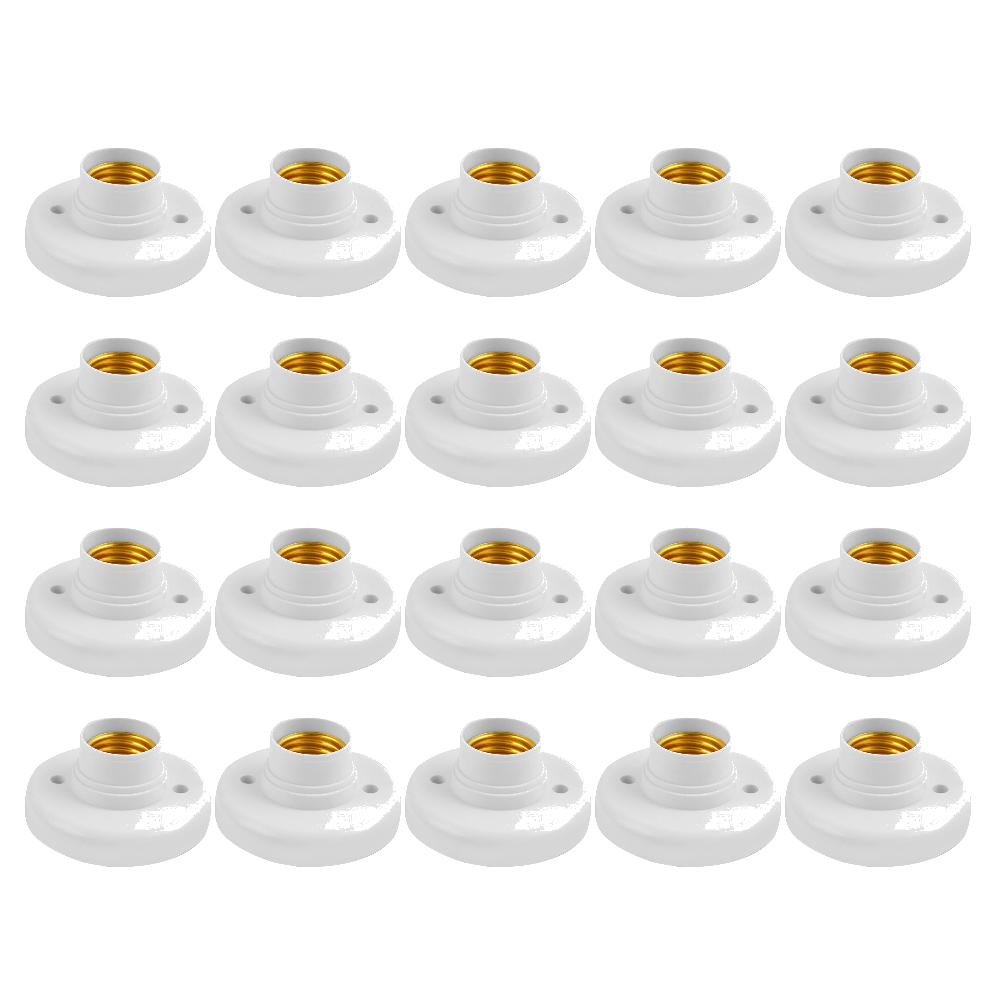1-20PCS E27 Screw Cap Socket White Ceiling Light Lamp Bulb Fixing Base Stand 220V E27 Light Bulb Holder Spiral LED Bulb Base