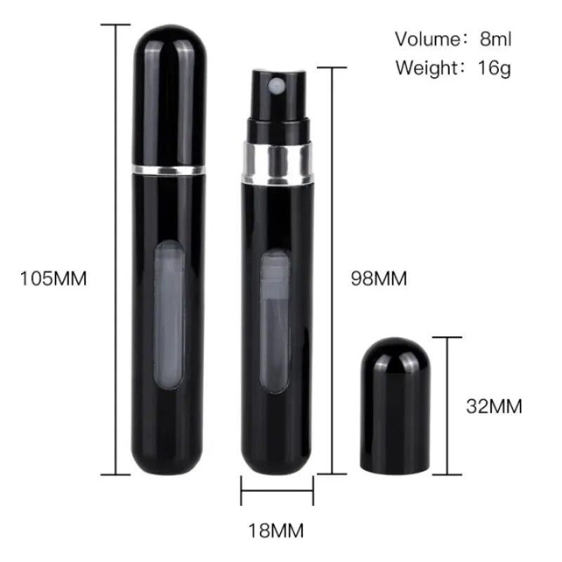8ML přenosná cestovní mini malá nádoba z hliníkové peněženky tester Dekantační váleček na parfémy Nástroj na dávkování lahví Doplňovatelný sprej 1ks