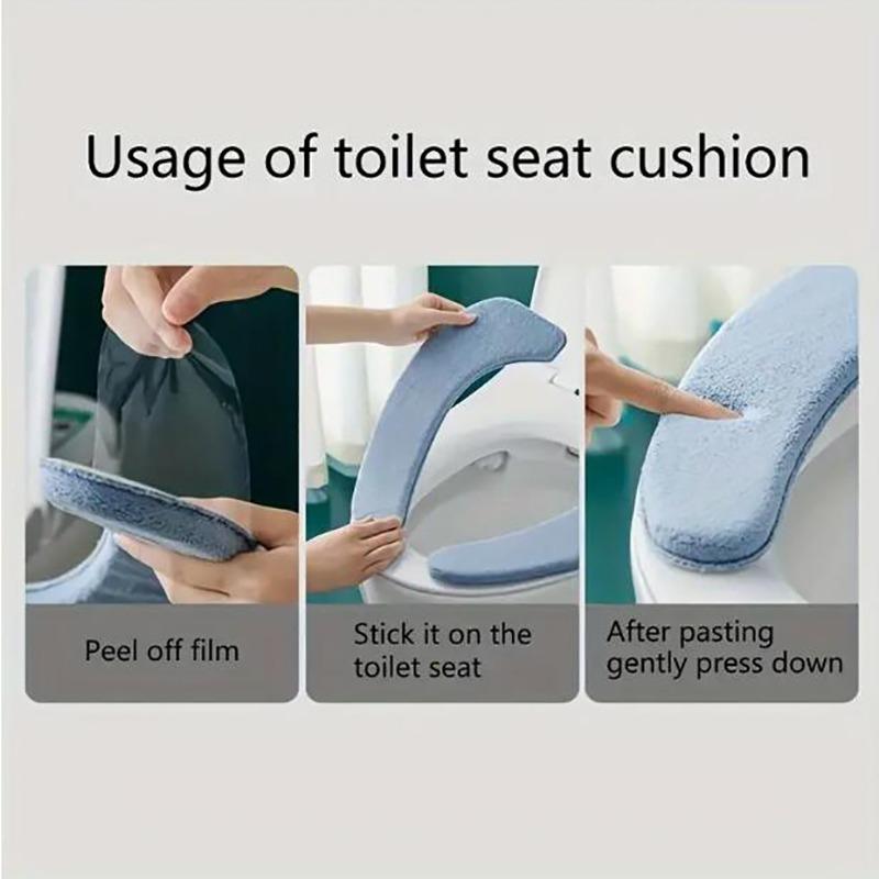 Winter Thicken Plush Toilet Seat Cover Soft WC Paste Toilet Sticky Seat Pad Washable Bathroom Warmer Seat Lid Cover Pad Cushion