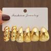 Elegant Geometric Gold Earrings Set - 3 Pairs of Versatile Water Drop Twist Designs