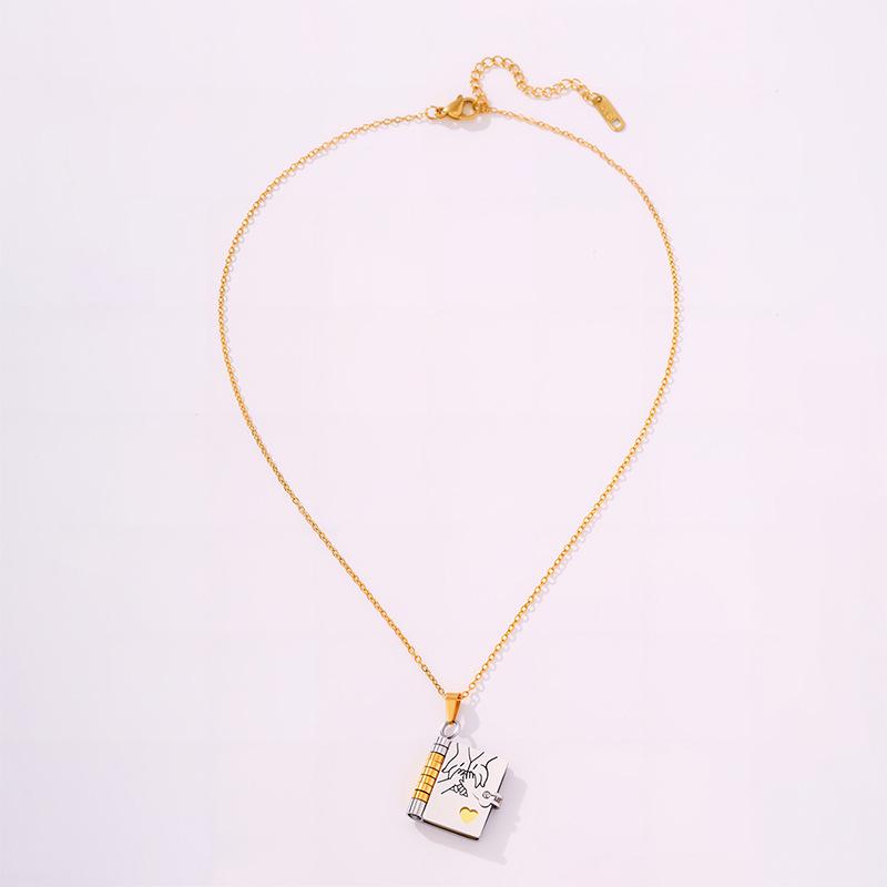 Platerowany 18-karatowym złotem Tytanowa Stal Naszyjnik z Kopertą Listu Miłosnego dla Córek - Odporny na Ścieranie Wisiorek