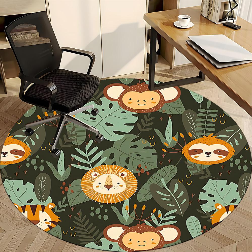 1pc Tropical Monkey Office Round Area Rug, Under Office Chairs Bedroom Living Room Home Decor, Room Deco