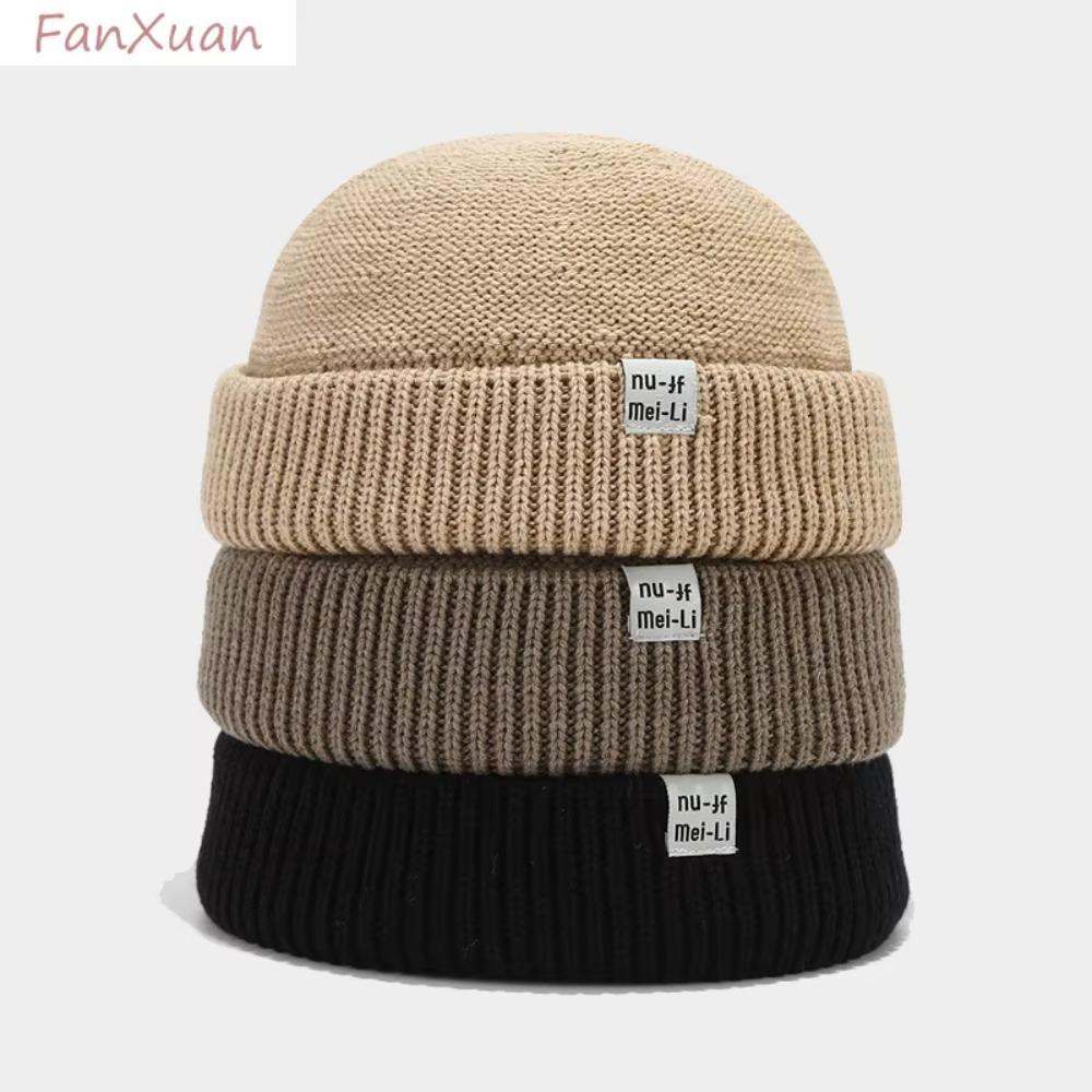 Wool Knit Brimless Cap Round Top Melon Cap Simple Fisherman Skullcap Autumn Winter