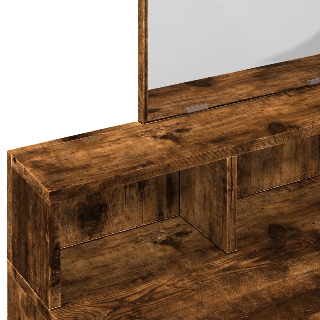 Makeup Table with Mirror Smoked Oak 80 x 41 x 144.5 cm