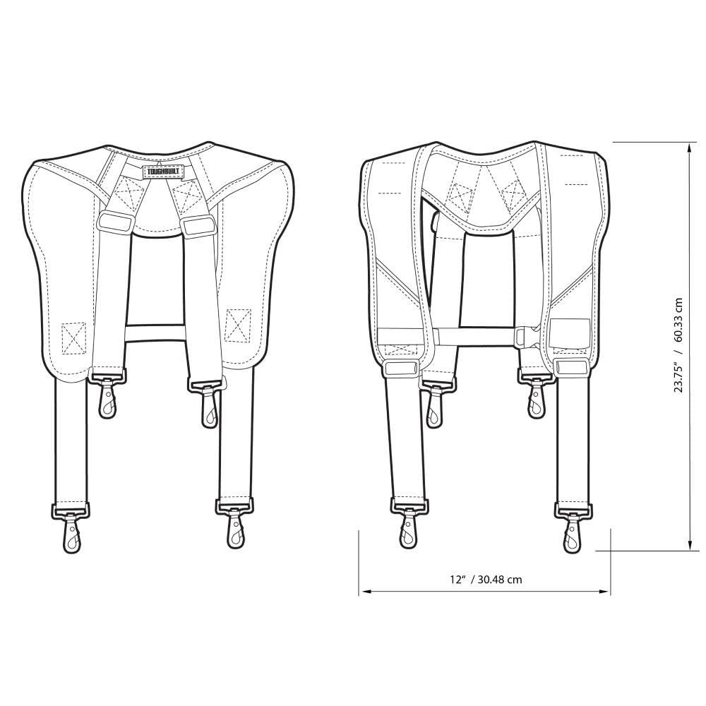 Pro Padded Suspenders L [ToughBuilt] Tb-ct-51p Black///White