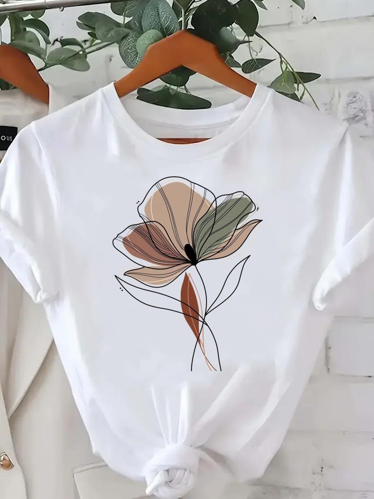 (Asian Size) Women Tee Fashion Lady Clothing Love Heart Feather  Casual T Shirt Female Top Printed Graphic Short Sleeve T-shirts