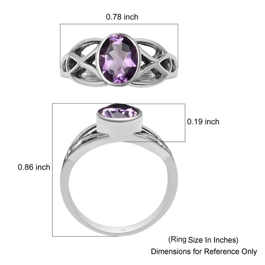 Faceted Natural Amethyst Gemstones Solid925 Sterling Silver Handmade Triquetra Celtic Knot Solitaire Ring For Women & Girls