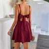European and American Elegance Solid Color Temperament Sleeveless Suspender Women's Short Skirt Dress