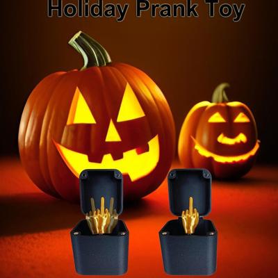 Vertical Middle Finger Ring Box Creative Prank Parody Stress Relieving Puzzle Toy Gift Square Toy Small Ornament for Friends