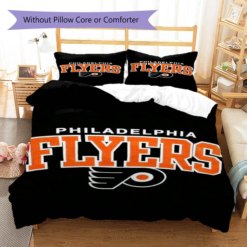 Philadelphia Flyers Logo Pattern Bedding Set Quilt Cover Pillowcase Home Decor Gift (1 * duvet cover + 2 * pillowcase, without core)