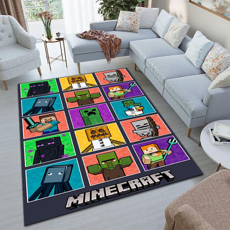 Classic Sandbox Xbox Game Minecraft Carpet Carpet Home Living Room Decoration Table and Chairs Anti Slip Door Mat Outdoor Picnic Mat Carpet A10