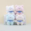Cartoon Plush Cute Bear Doll Keychain Soft And Cuddly In Light Gray Blue Pink White
