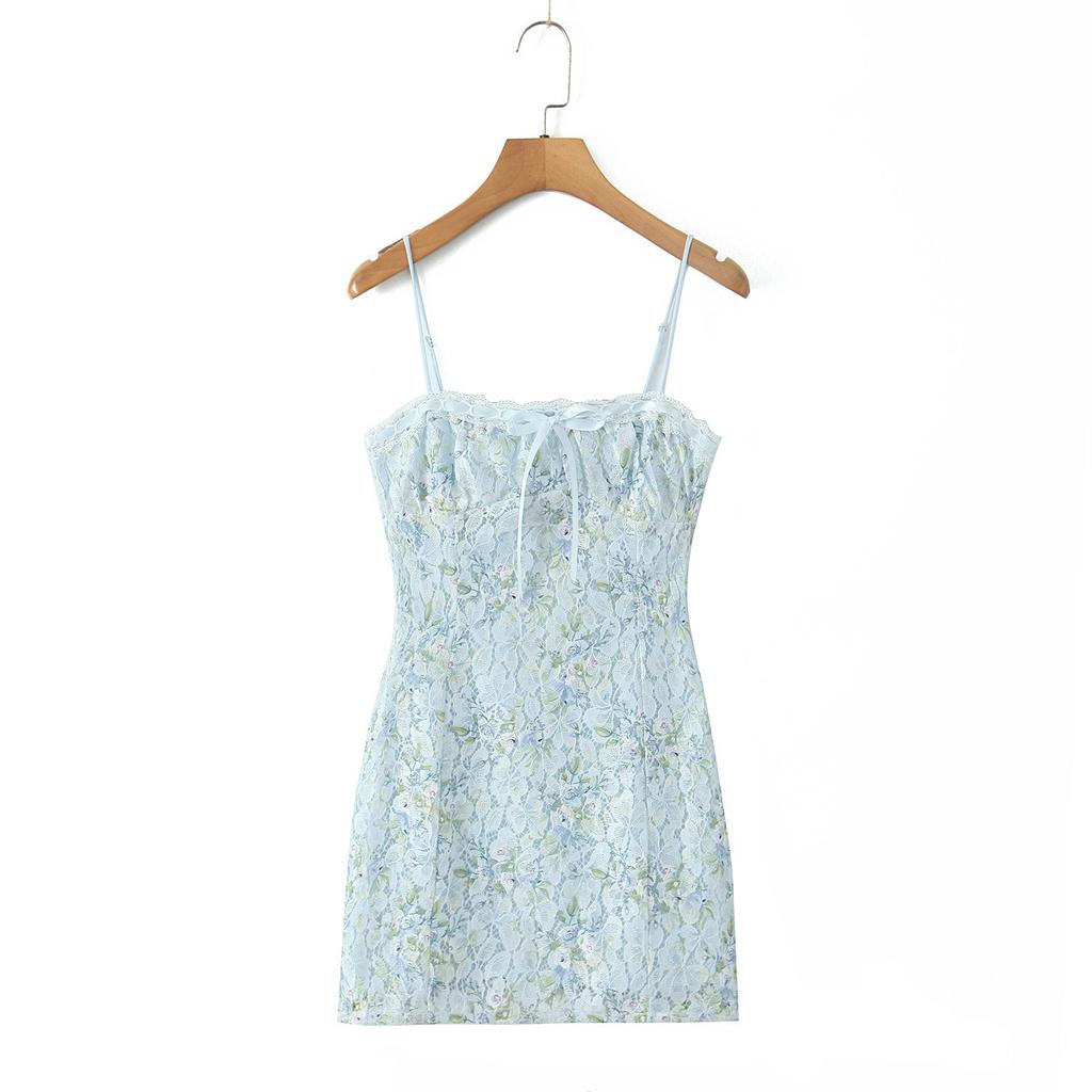 European and American French sweet lace print tube top skirt, your female summer new pure desire slim dress, hip skirt