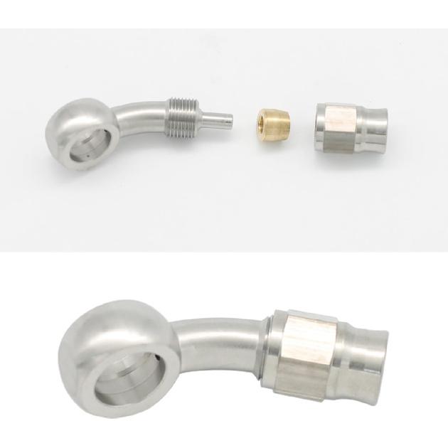 Stainless Steel 90 Degree Brake Hose End Fitting Banjo Eye Hole Diameter 10.2mm M10 to AN3 PTFE Brake Hose Line With Brass Olive