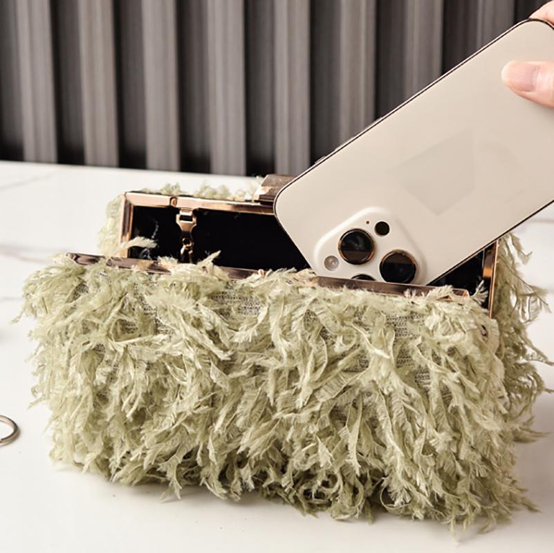 Green Tassel Bag Vintage Luxury Shoulder Crossbody Handbag Elegantly Designed Fashion Wedding Party Purse Tote Bag for Women