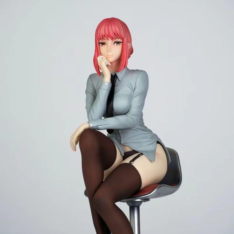 25cm Chainsaw Man Uniform Makima Sitting Pose Figure Desktop Computer Case Ornament Anime Model Toy Gifts For Adult Collectors
