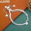 925 Sterling Silver Tassel Five-Pointed Star Pendant Side Chain Beautiful Bracelet Gift Jewelry