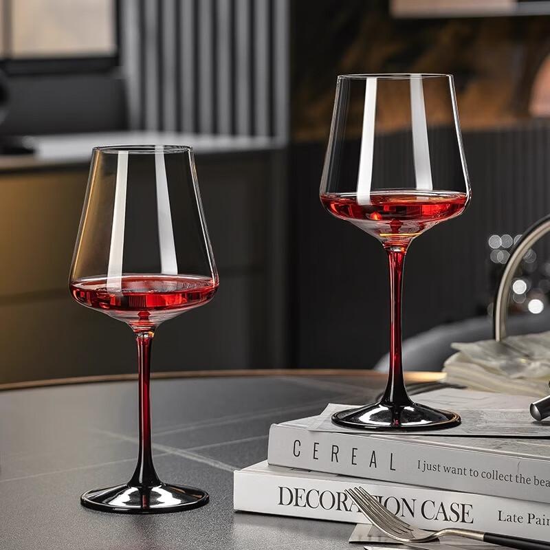 CRISTALGLASS Large Capacity Crystal Glass Red Wine Glass Set, 425ml, Pair of Large-Bellied Stemmed Wine Glasses for Home Use