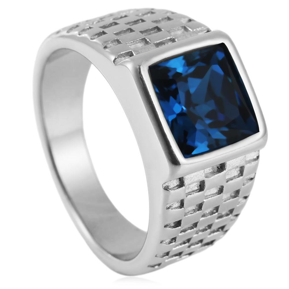 New European and American simple gold gemstone titanium steel ring for men and women