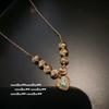 Vintage Brushed Pinecone Cross Gemstone Necklace Vintage Pigeon Egg Zircon Necklace, Stacked Wear