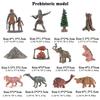 Oenux Prehistoric People Life Scene Human Evolution Wild Sabre-toothed Tiger Mammoth Animals Model Action Figures Collection Toy