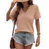 2026 Spring/Summer Women's V-neck Casual Waffle Lace Trim Short Sleeve Top