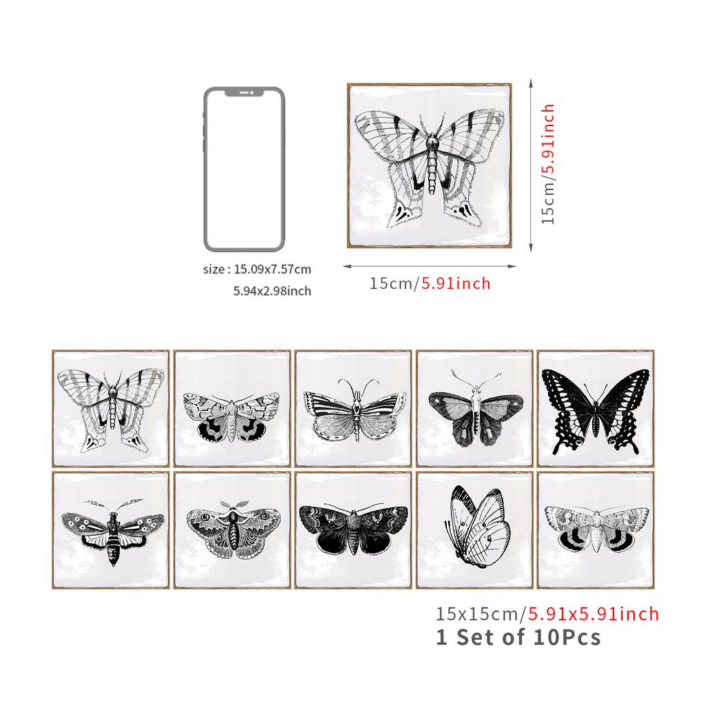 Retro Butterfly Hand-Painted Brick Beautiful Seam Sticker Wall Sticker Kitchen Bathroom Crystal Thickened Waterproof And Moisture-Proof Wallpaper Wall