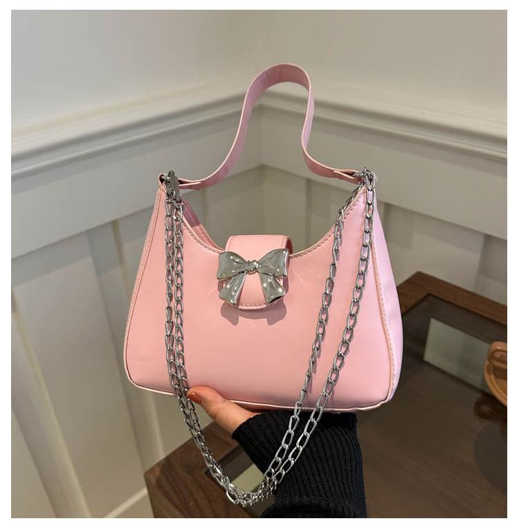 Elegant Korean Inspired Chain Shoulder Bag Stylish Small Satchel For Everyday Wear