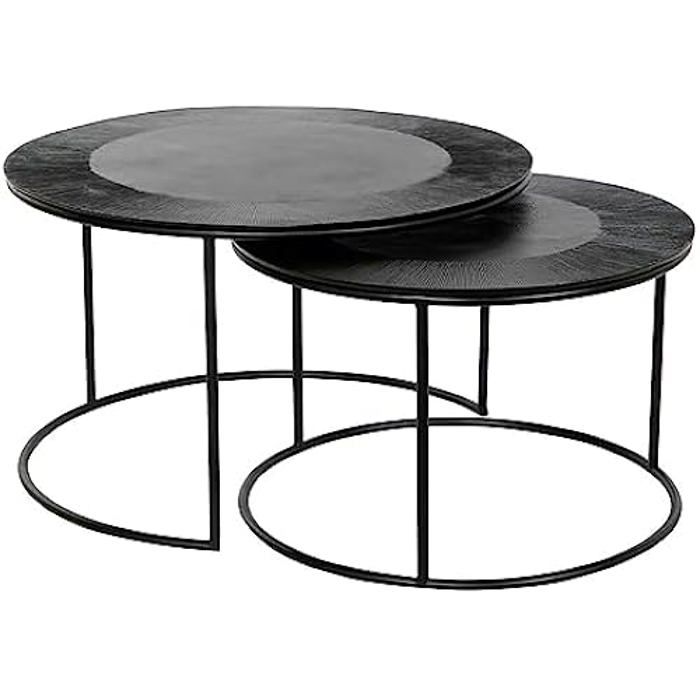 Tables - DKD HOME DECOR - Lot De 2 - Noir - Métal Et Aluminium - 76x76x44 Cm