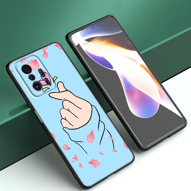 

Чехол для телефона Kpop Love On The Finger для Xiaomi Mi A2 8 9 SE Note 10 10T 11 12 Lite 9T 11T 12S 12T Pro A3 6X 12X, черный чехол из ТПУ Xiaomi Mi A2(6X)
