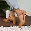Spring Summer Fairy Style Thin-Strap High Heels Bowknot with Golden Buckle Comfortable Versatile
