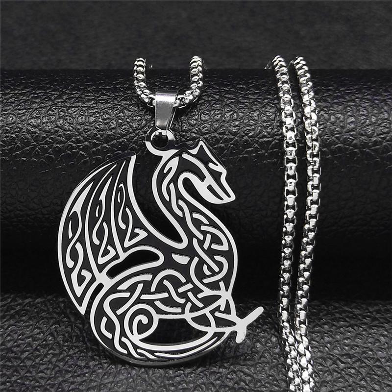 Witch Triquetra Trinity Celtic Knot Necklace Stainless Steel Pentagram Triple Moon Goddess Necklaces Jewelry Collar N3406S02
