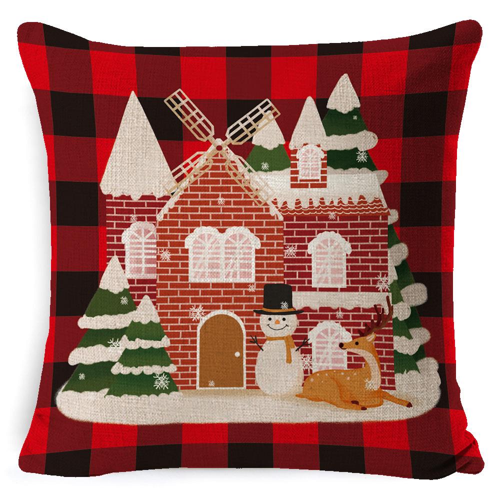 Christmas Linen Pillow Case Home Nap Lumbar Cushion Pillow Sofa Bedside Cushion Pillow Case