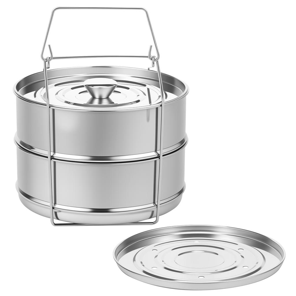 2/3 Tier Steamer Insert Pan 304 Stainless Steel Pressure Cooker Insert Pans Large-capacity Steaming Grid for Kitchen Accessories