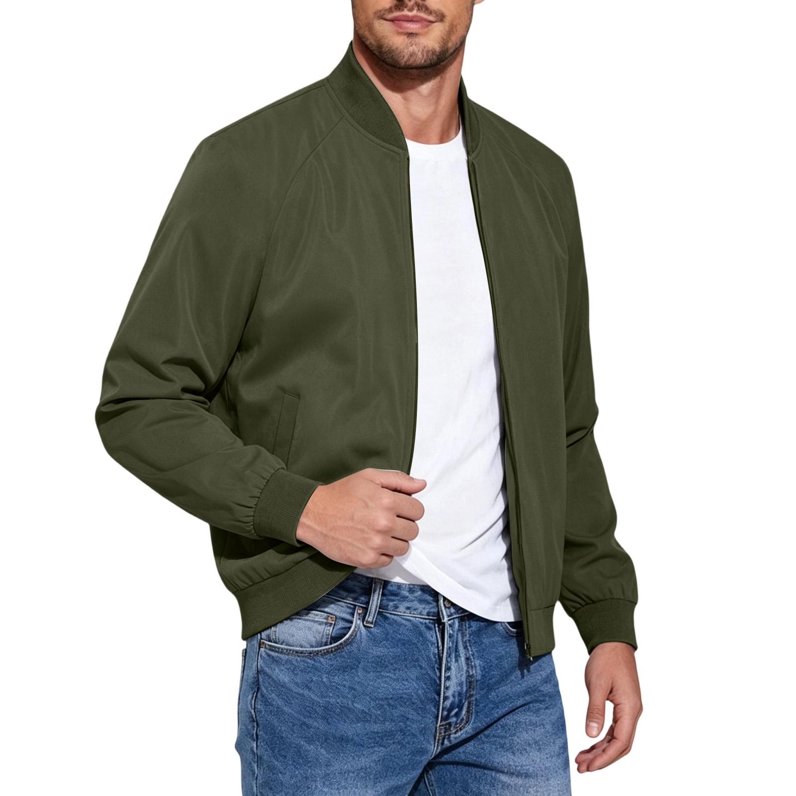 Men s Color Zip Front Jacket for Casual Daily Wear L