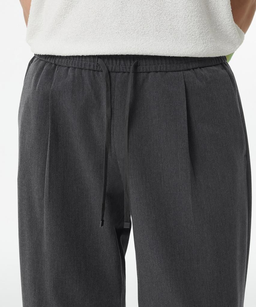 MUSINSA STANDARD Wide Easy Elastic Waist Crop Slacks [Medium Gray]