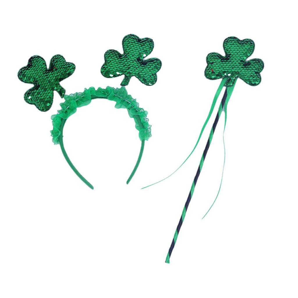 Glitter Headband Shamrock Photo Props Fun Lace Headband Party Blingbling Karaoke Party Hair Hoop Leprechaun
