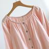 Women's Pure Cotton Gauze Pajama Set - Spring/Summer, Long Sleeve, Nine-Point Pants, Loose Fit, Japanese Style, Solid Color.