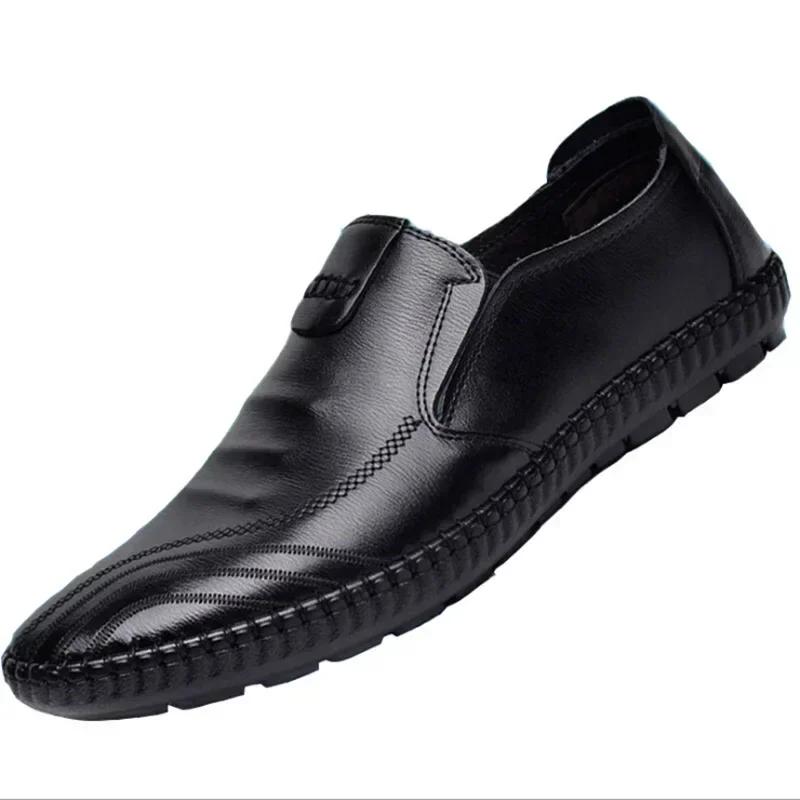 Men Casual Loafers Comfortable Lightweigh Walking Footwear  Breathable Slip on Male Leather Shoes Jogging Sports Shoes