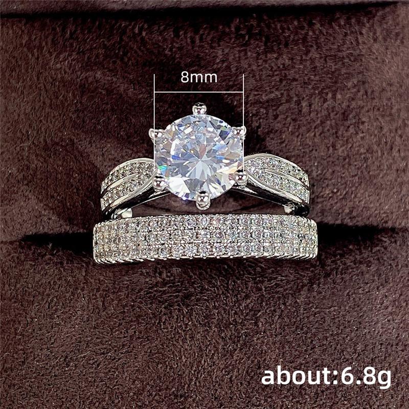 Sterling  Rings Set for Women Luxury Brilliant Cubic Zirconia Wedding Engagement Eternity Jewelry Gifts