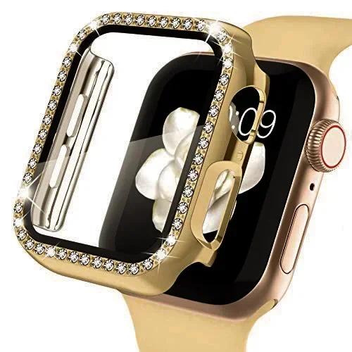 Cover For Apple Watch Case 44mm 45mm 41mm 40mm 38 42mm Bling Diamond bumper+Screen Protector Glass Iwatch Series 9 8 7 5 6 4 SE