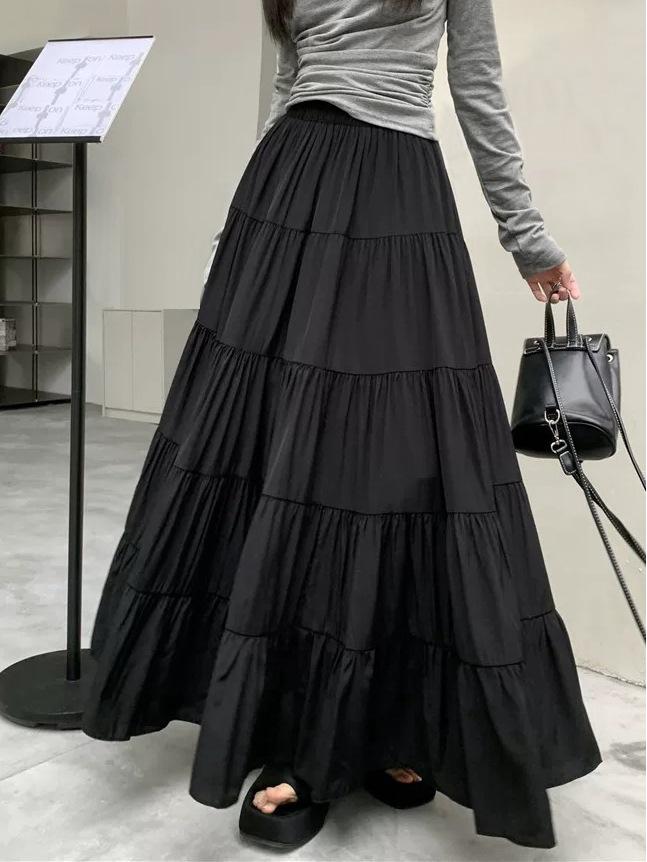 Women's A-line High-Waisted Tiered Skirt, 2025 Spring Collection, Versatile Gentle Style with Large Flare